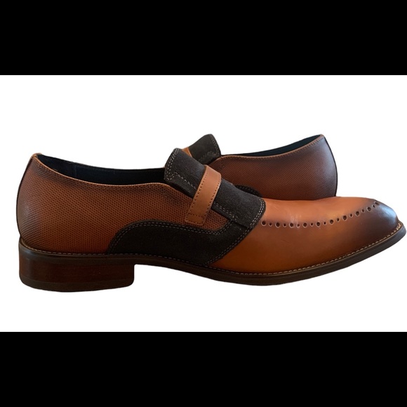 La Milano Jean Men's Slip On Tan/Navy Leather Dress Shoes 13 Style Jean MS9805 - Picture 6 of 7